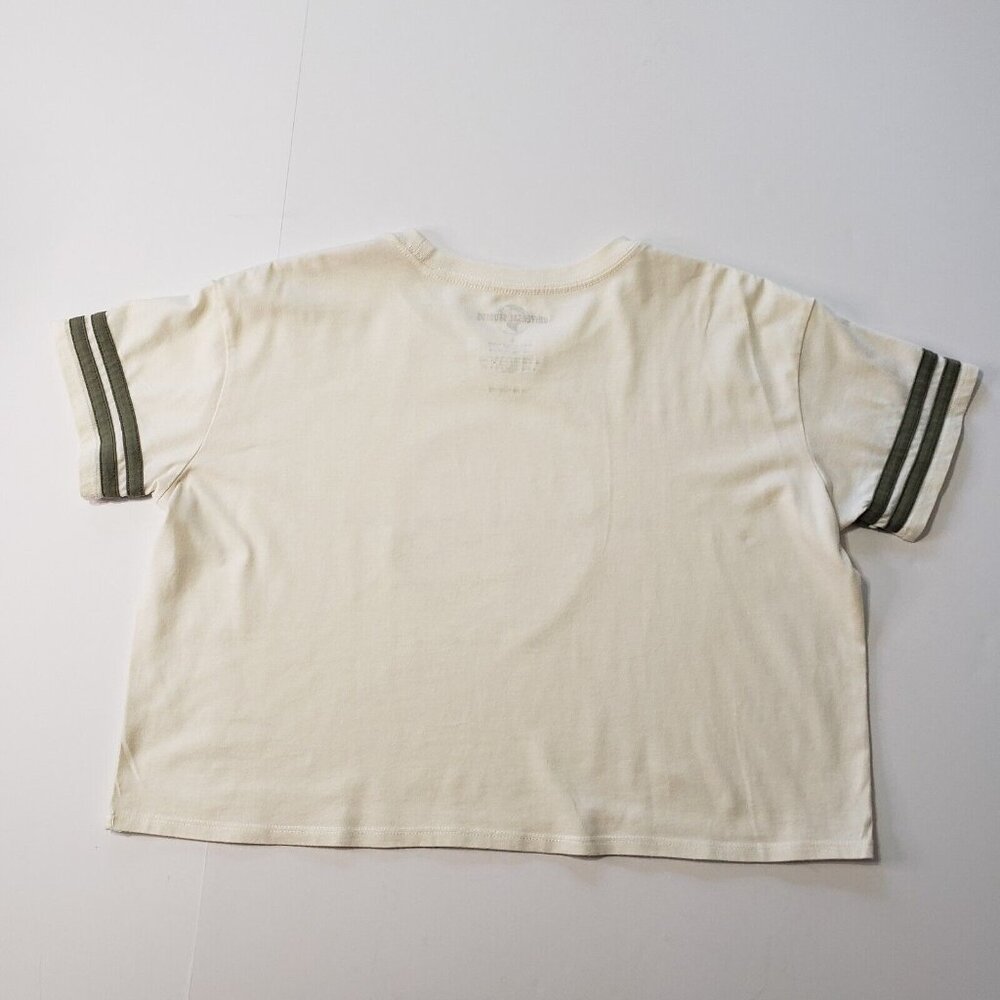 Universal Studios Women's Size Large Crop Top Ivory Green & Silver Globe Graphic - Picture 12 of 14